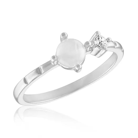 Opal and Crystal Split Stone Stack Ring