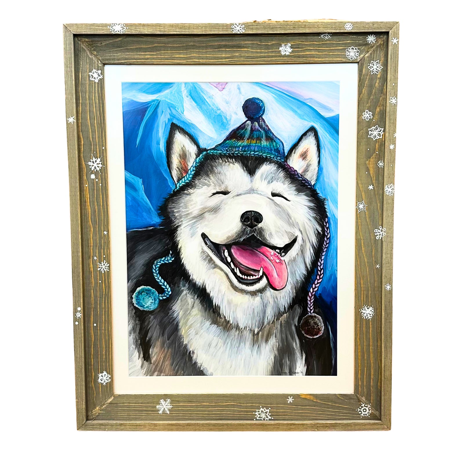 Smiling Husky Original Framed Print