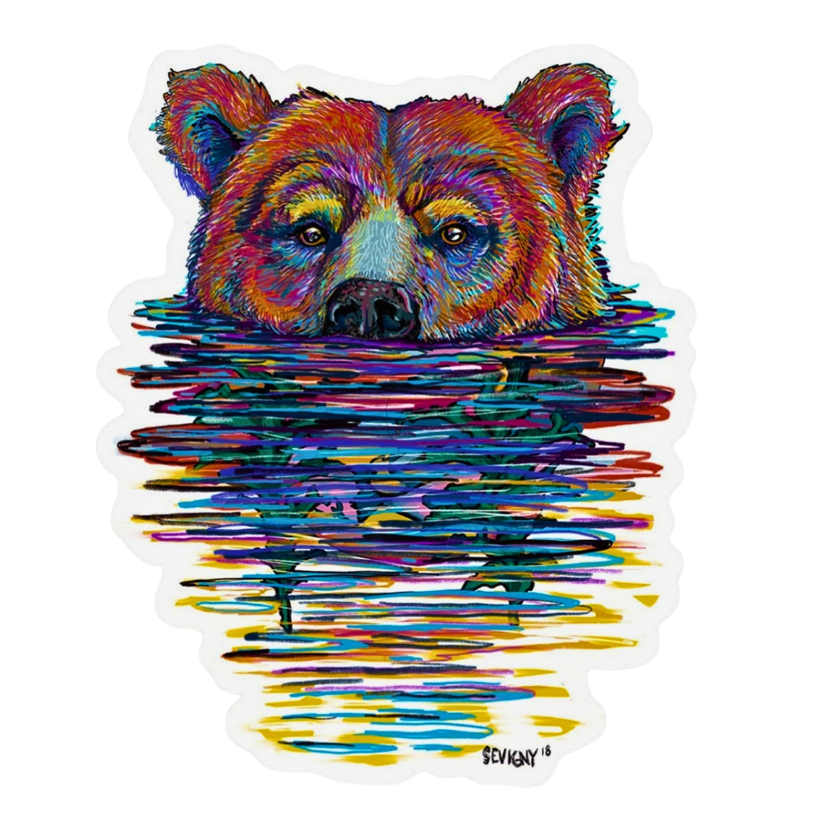 Swimming Bear Sticker
