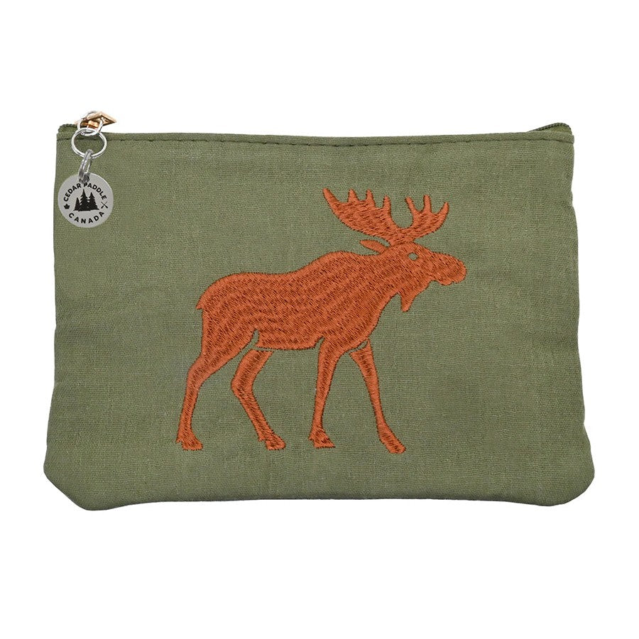 Moose Embroidered Pouch