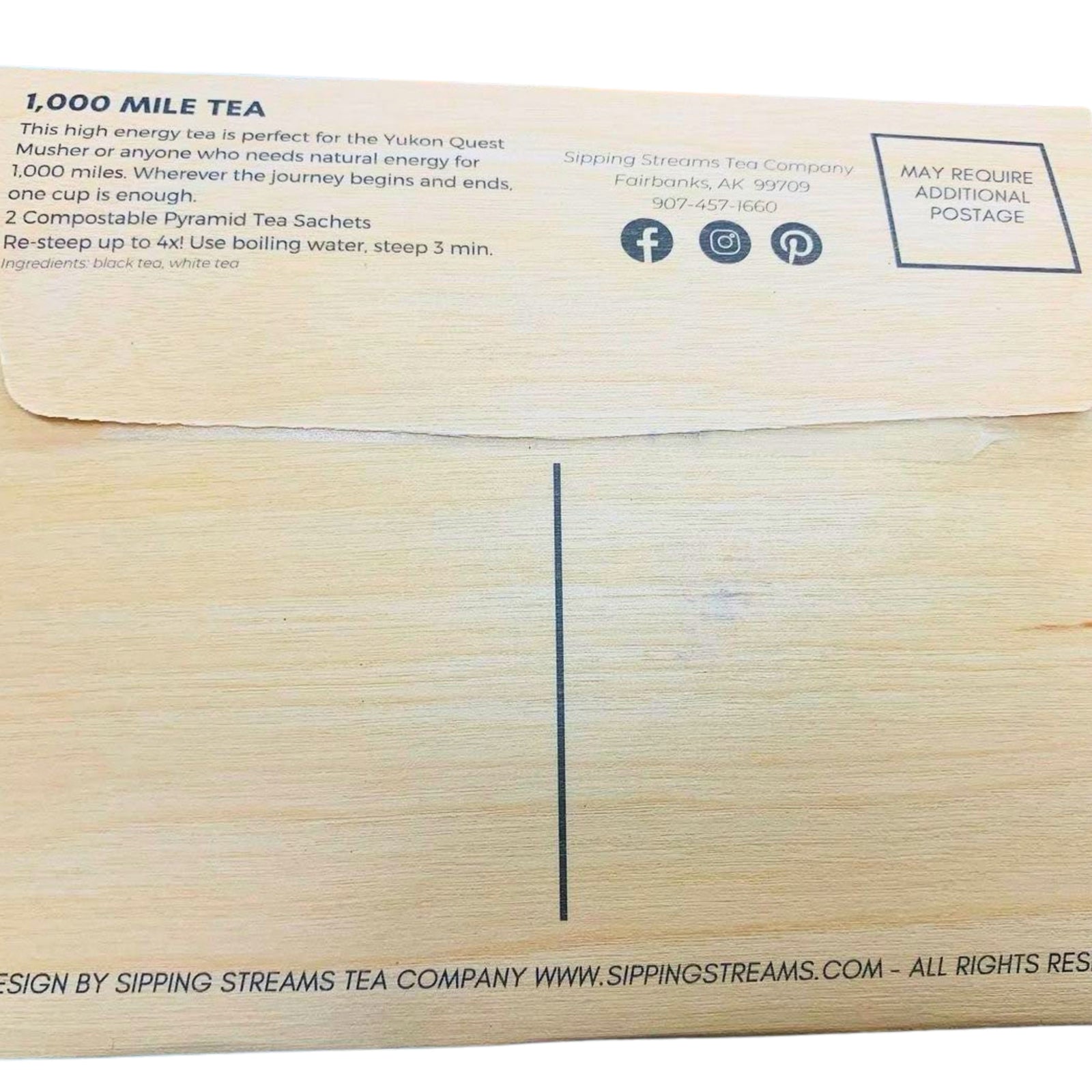1,000 Mile Tea for 2 Wooden Postcard