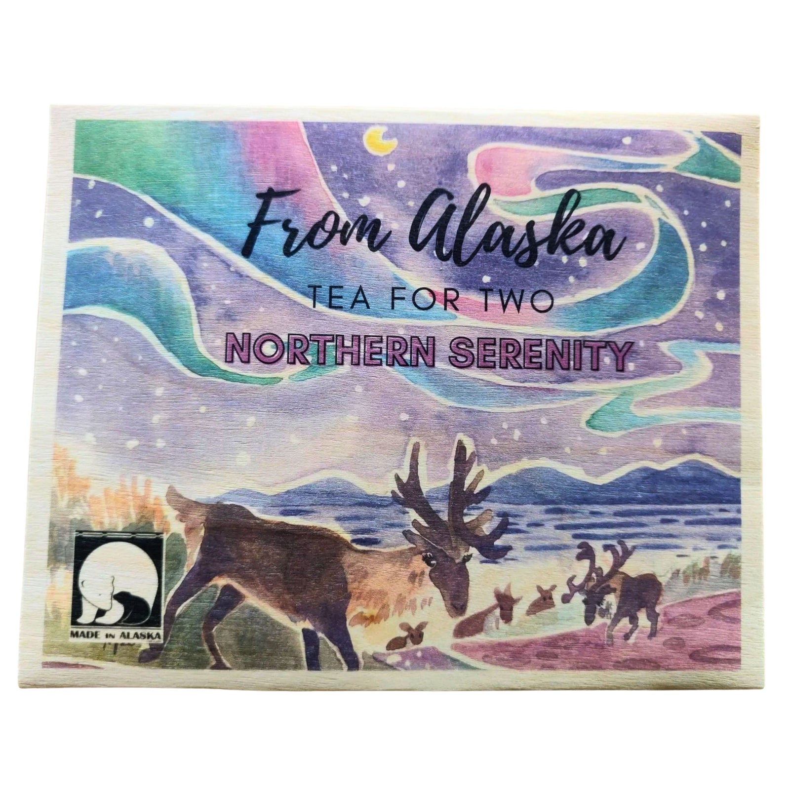 Northern Serenity Tea for 2 Wooden Postcard