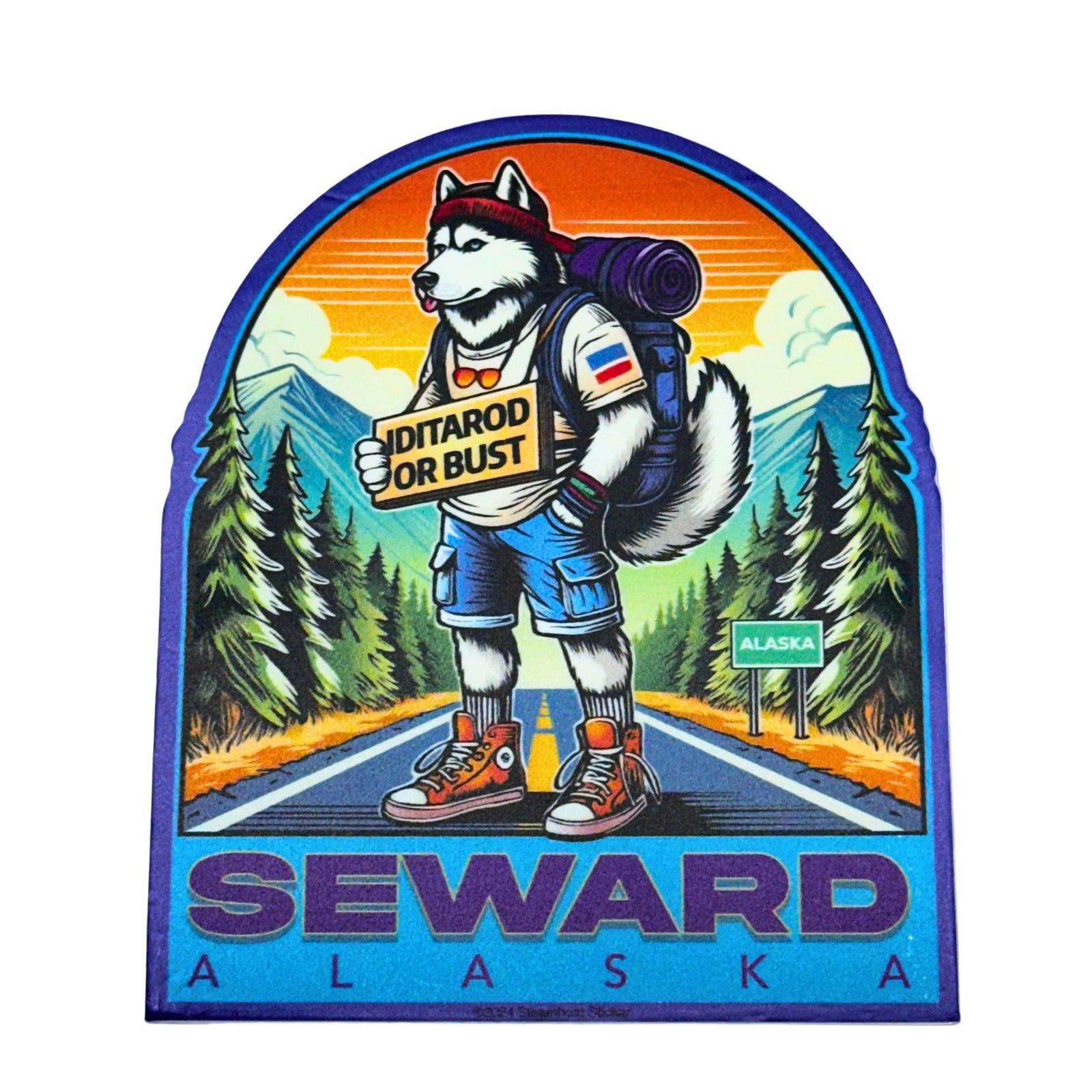 Husky Hitchhiker Sticker