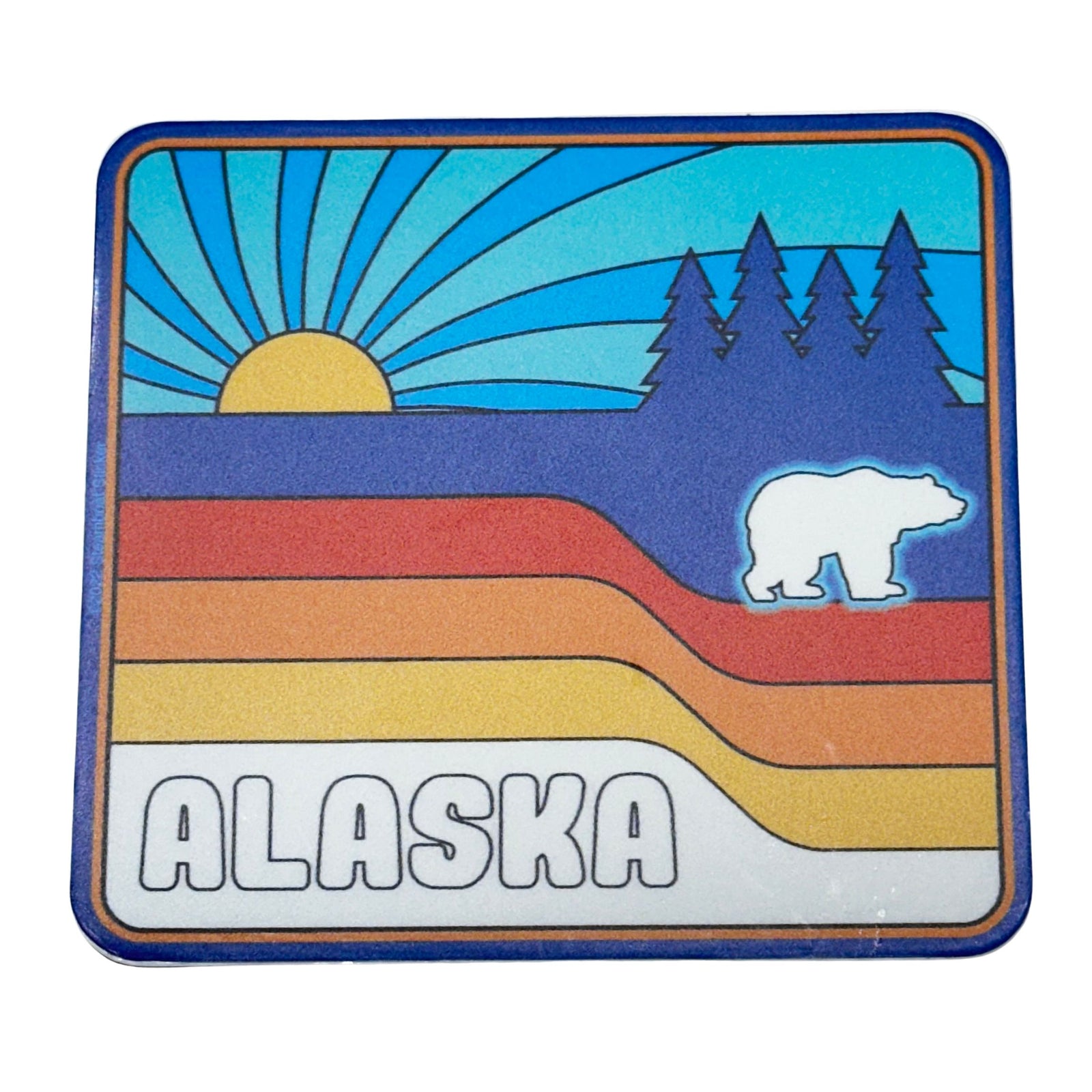 Retro Sun Stripe Bear Sticker