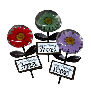 Floral Metal Stone Magnet