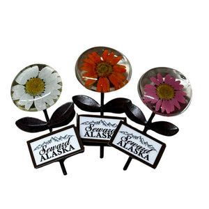 Floral Metal Stone Magnet