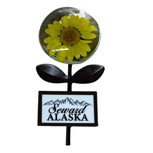 Floral Metal Stone Magnet