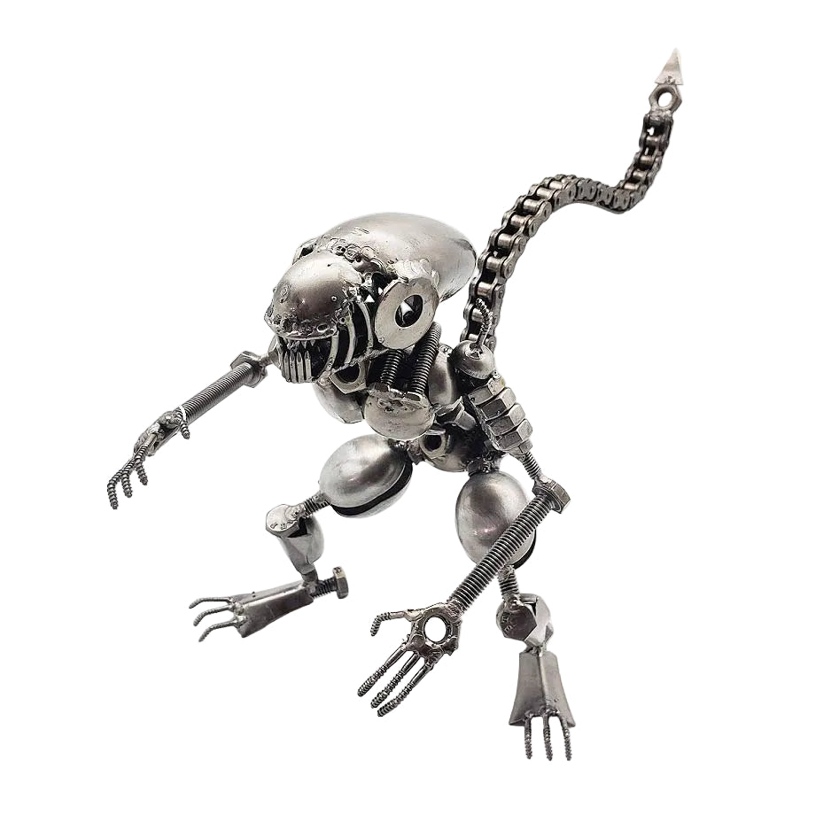 Crouching Alien Metal Figurine