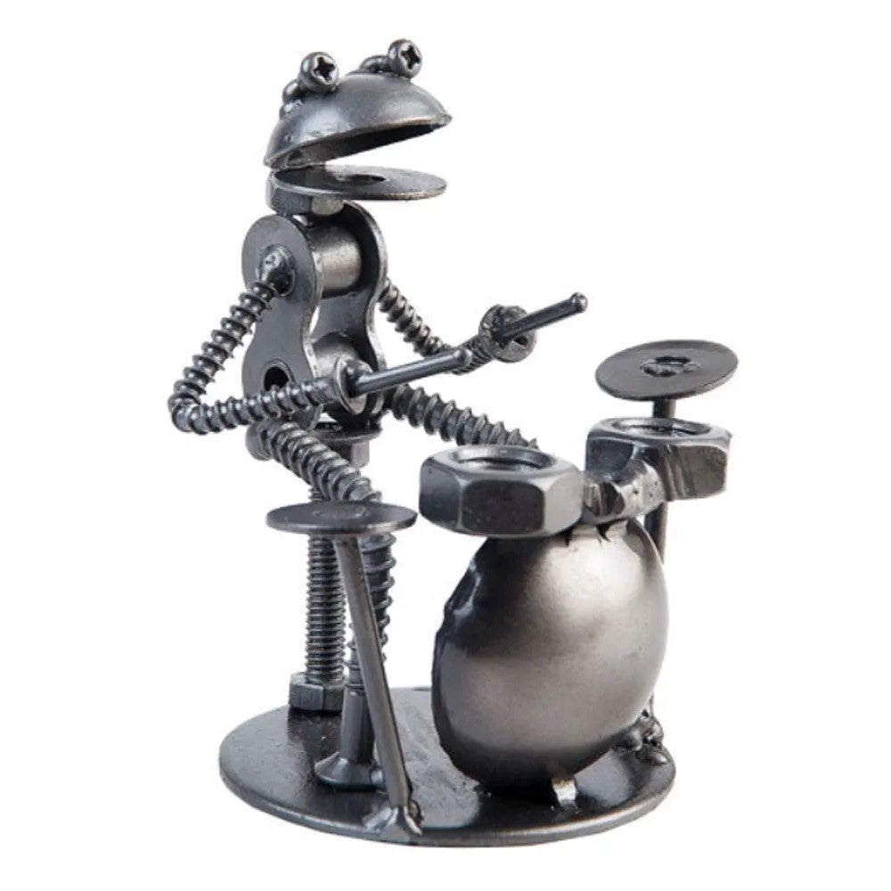 Frog Drummer Metal Figurine