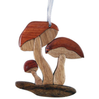 Mushroom Wood Intarsia Ornament