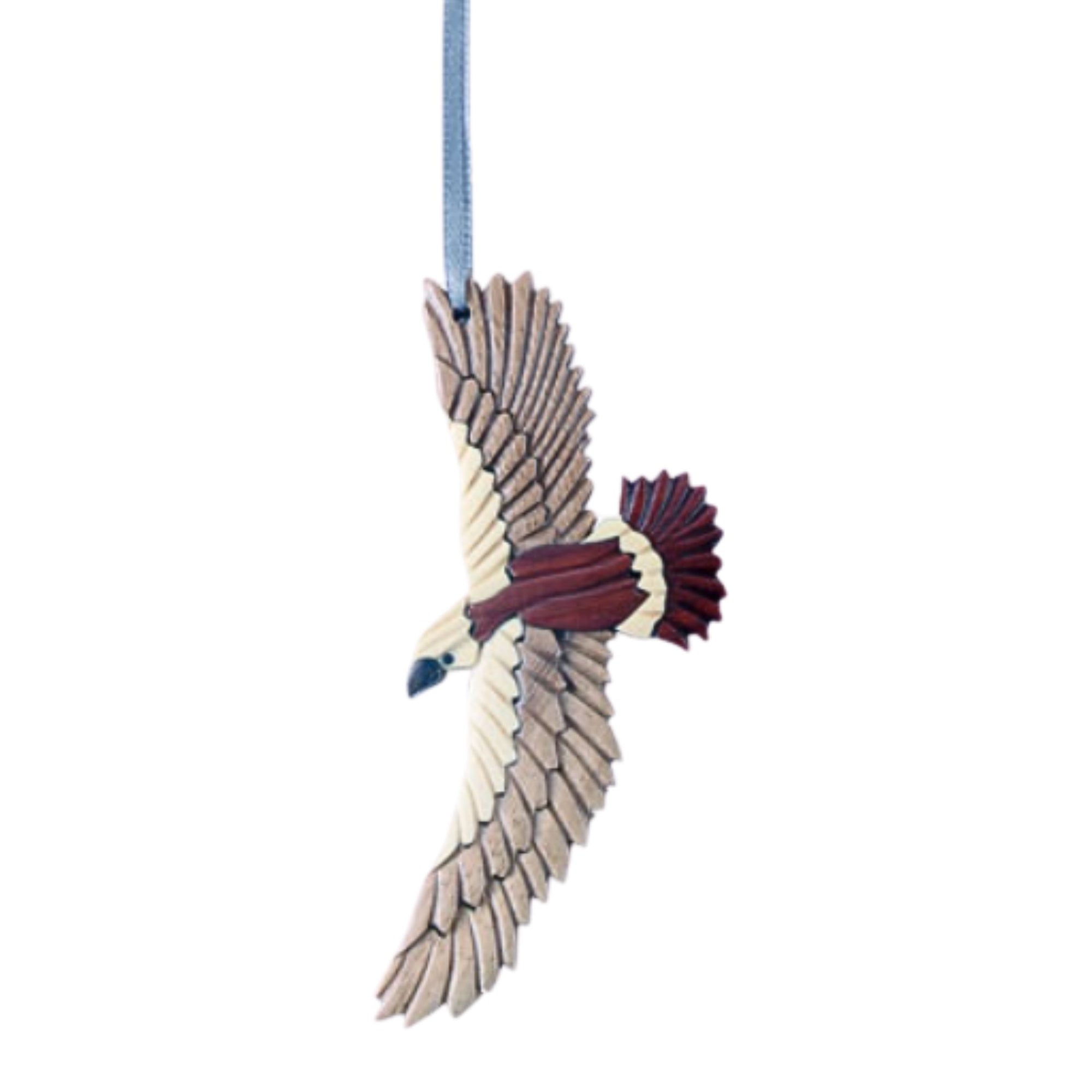 Hawk Intarsia Wood Ornament