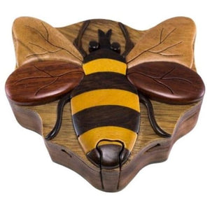 Bee Intarsia Wood Puzzle Box