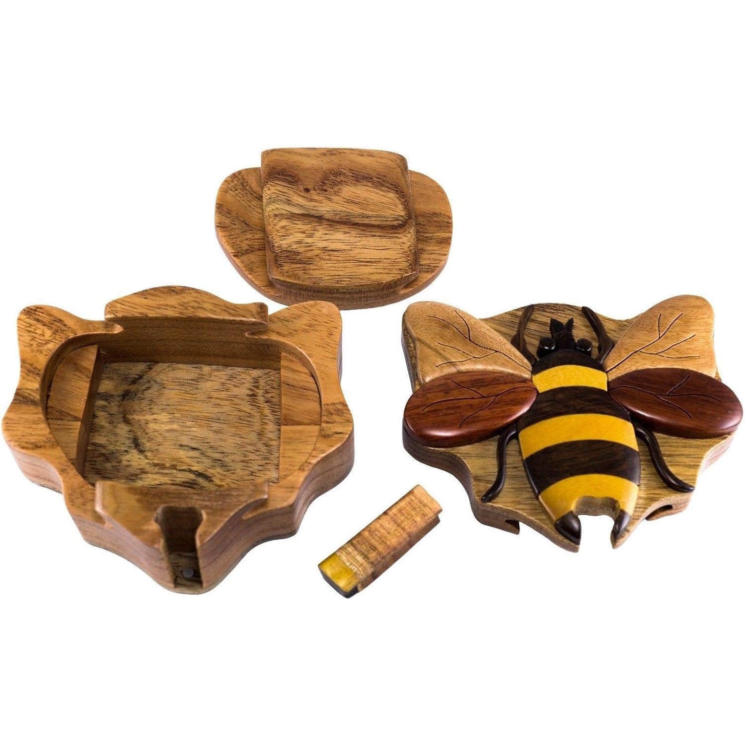 Bee Intarsia Wood Puzzle Box