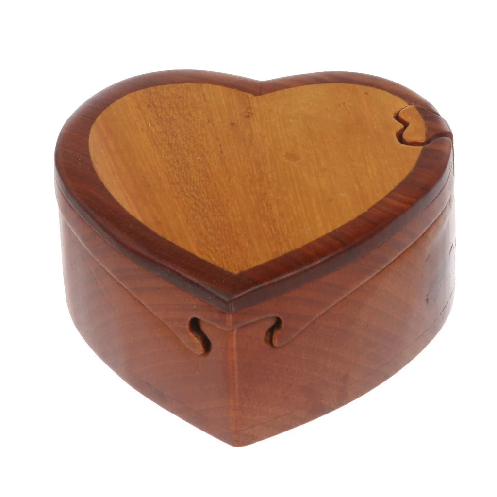 Heart Intarsia Wood Puzzle Box