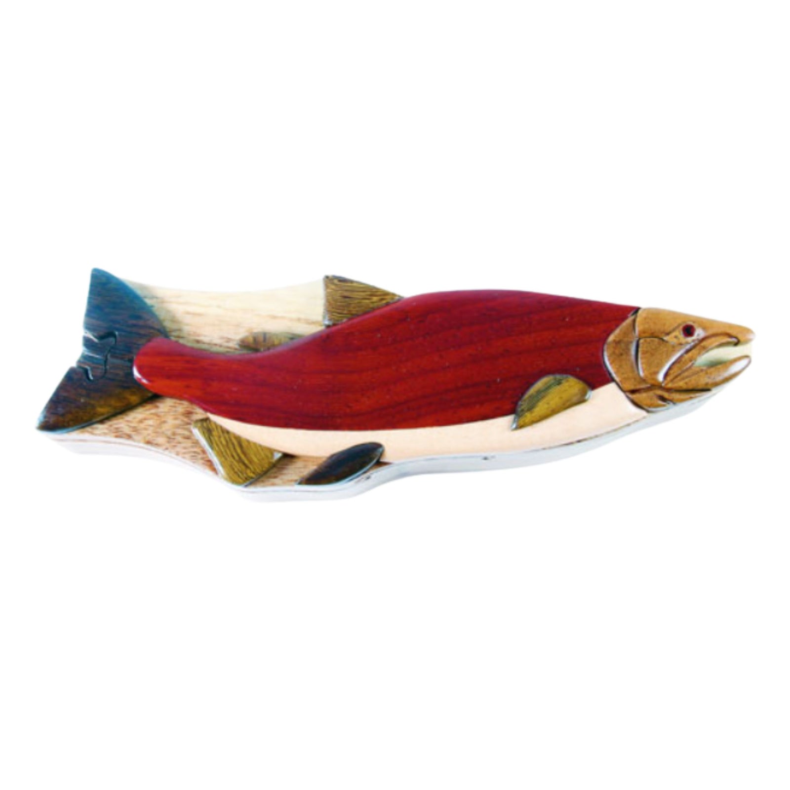 Sockeye Salmon Intarsia Wood Puzzle Box