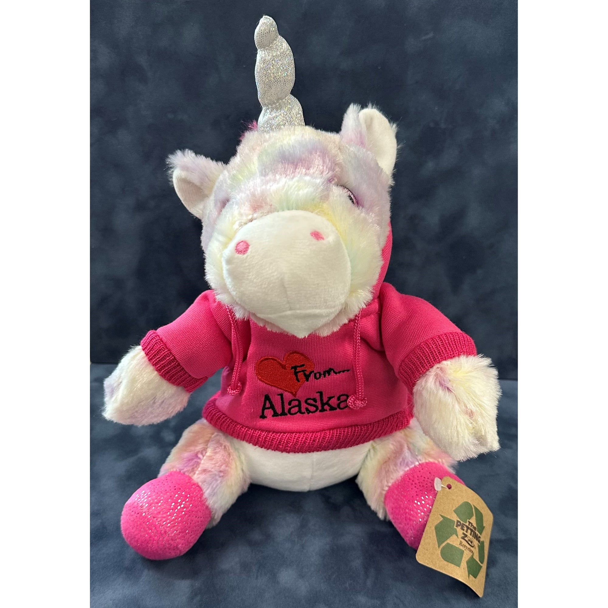 Tye Die Unicorn With Hoodie Plush