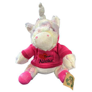 Tye Die Unicorn With Hoodie Plush