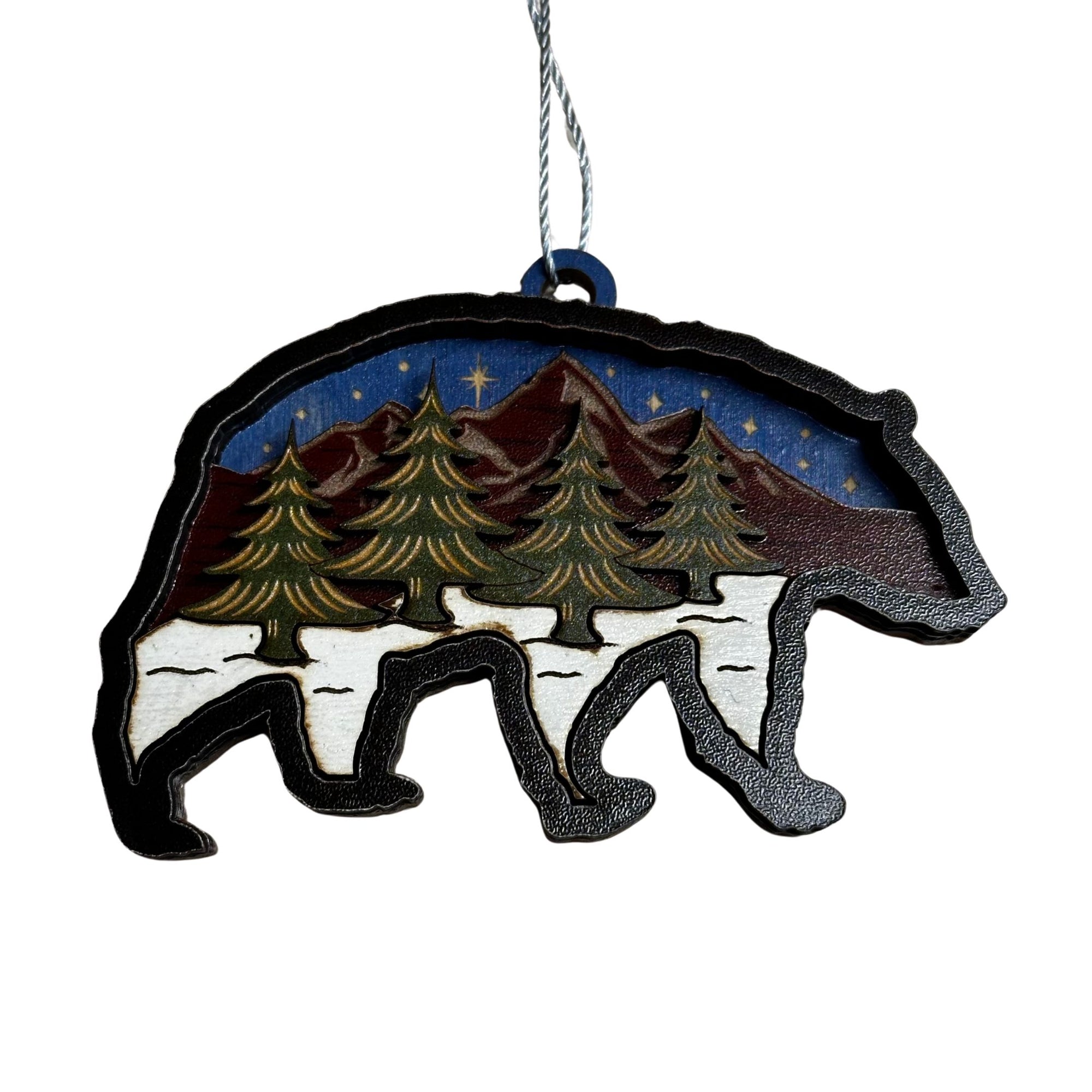 Winter Bear with Mountain Peaks Ornament