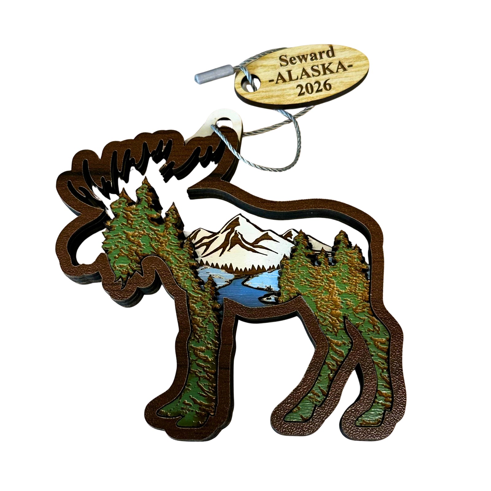 Moose Silhouette Mtn Peaks Ornament