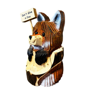 Wood Carved Fox in Stump