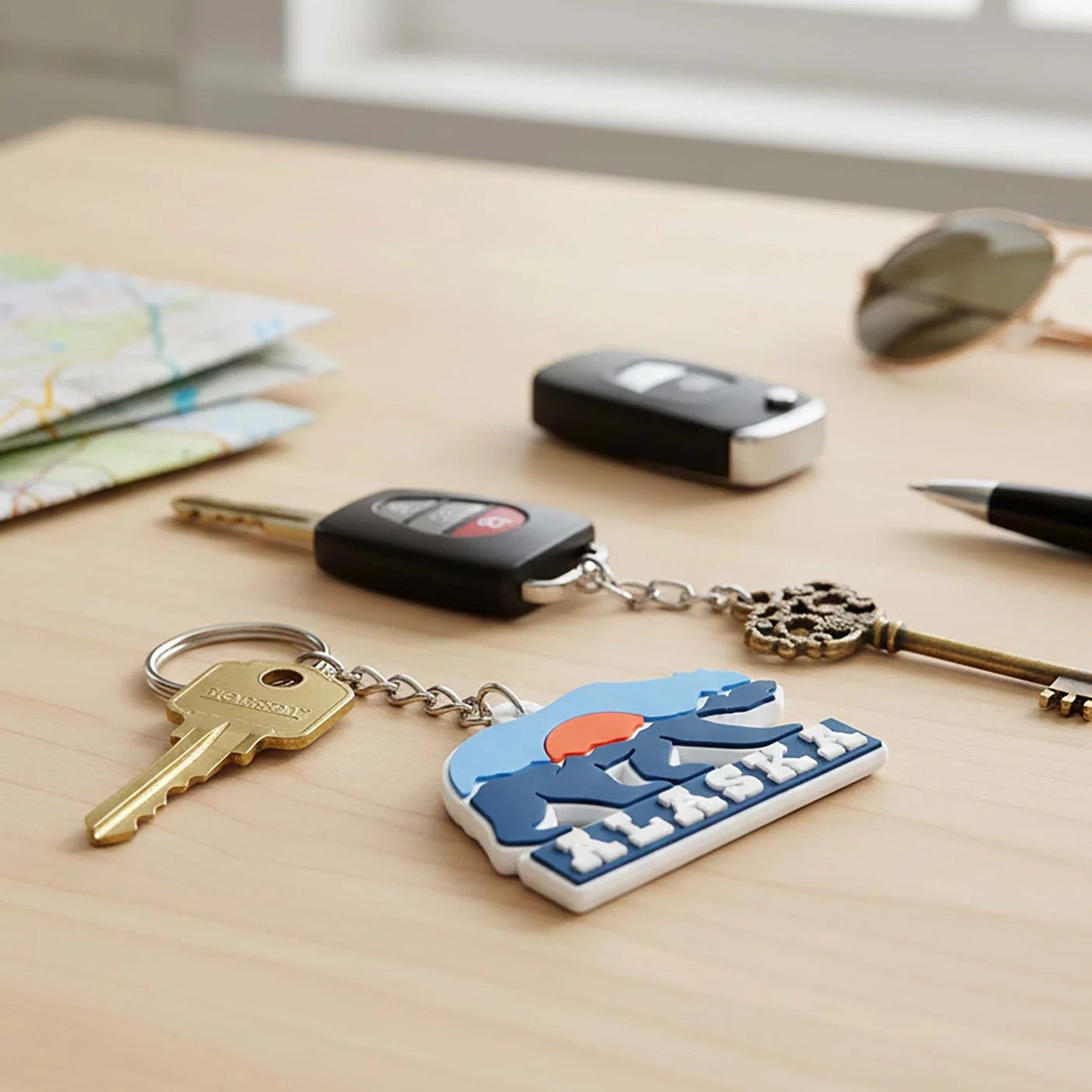 Alaska Grizzly Bear Keychain