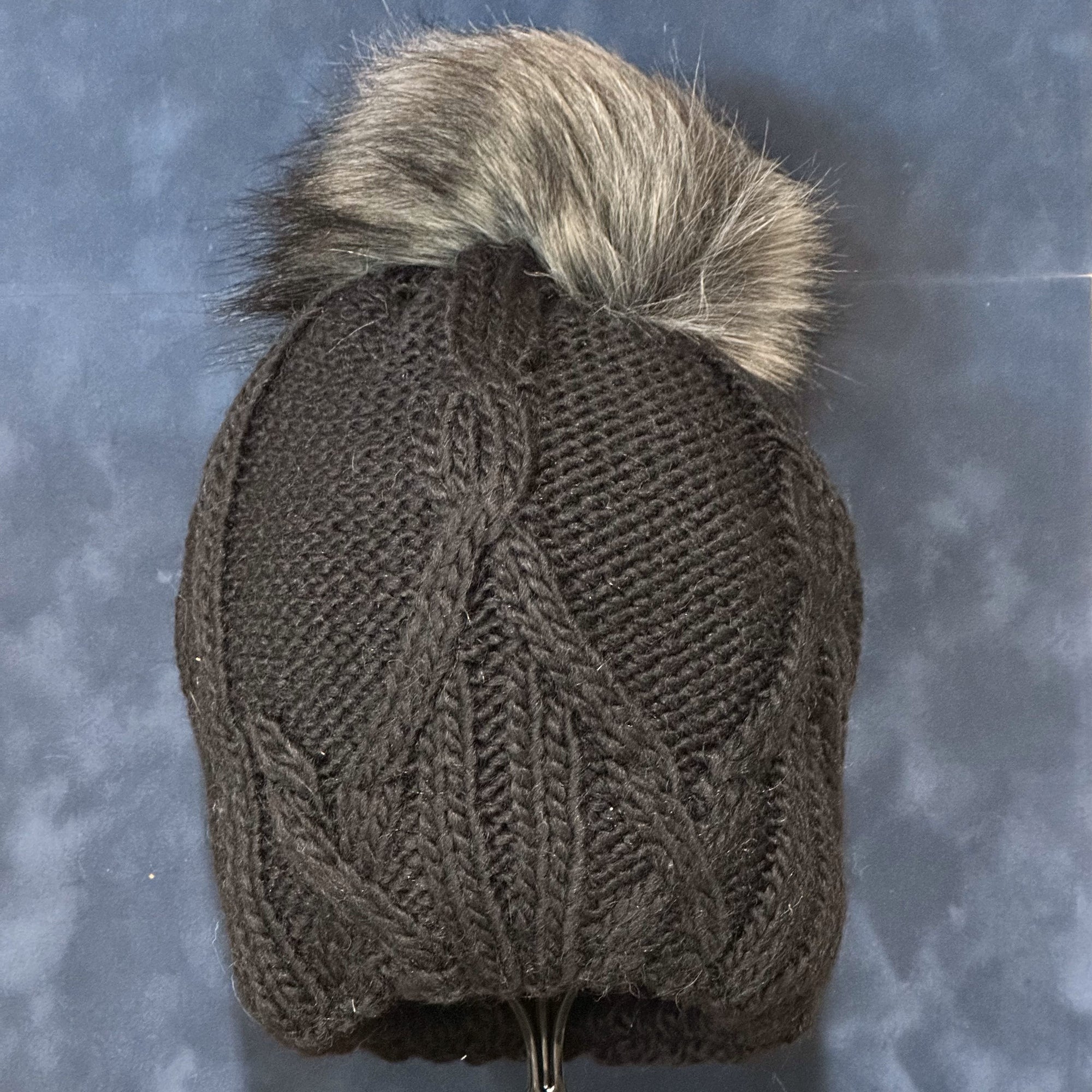 Faux Pom Black Beanie