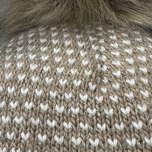 Faux Pom Beige-Cream Beanie