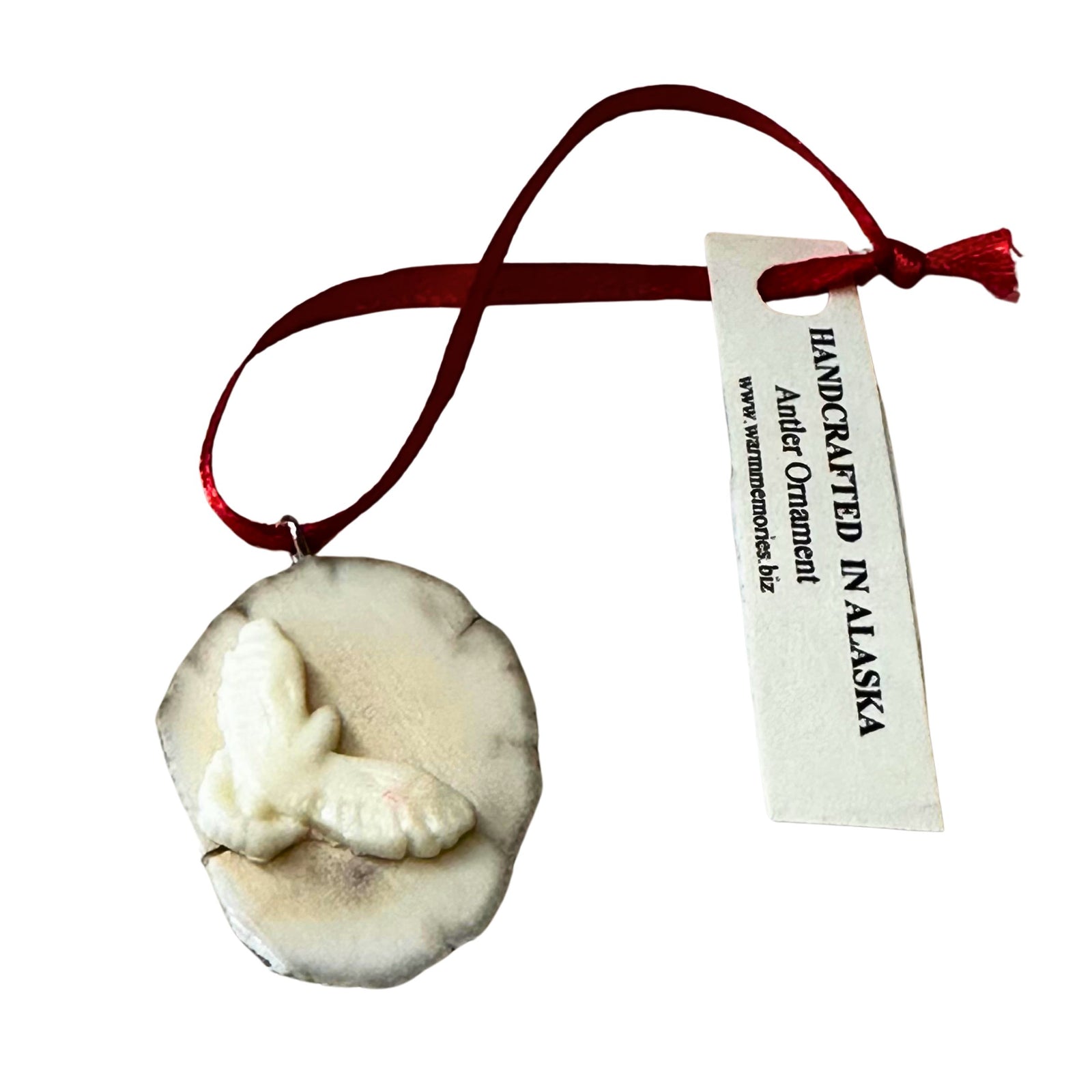 Flying Eagle Antler Slice Ornament