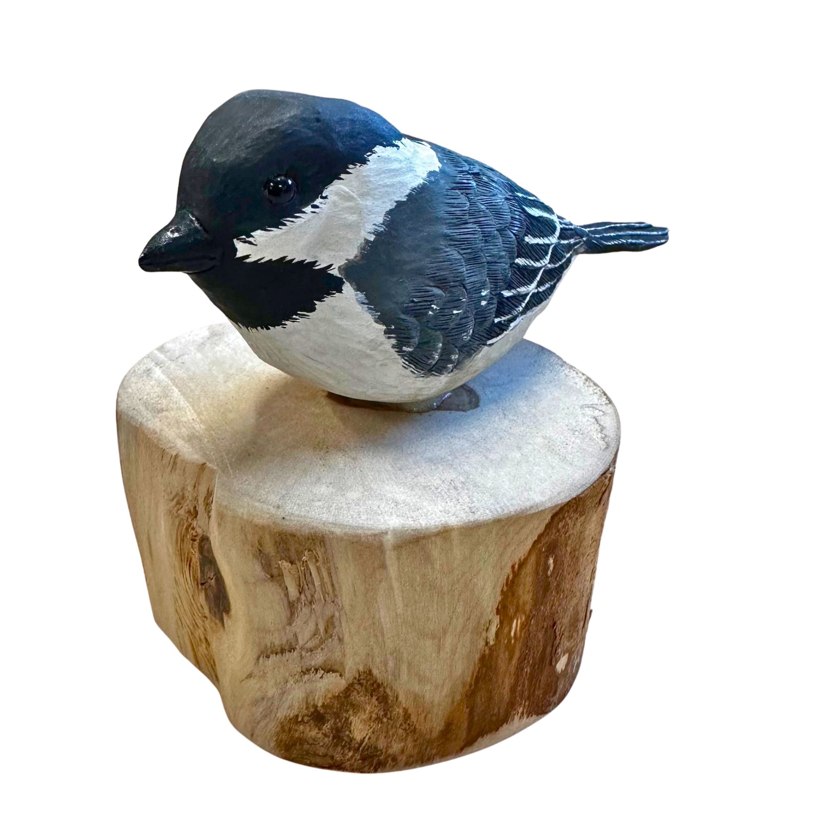 Black Capped Chickadee Wood Carving