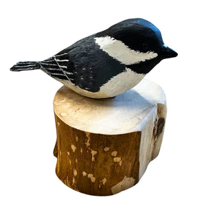 Black Capped Chickadee Wood Carving