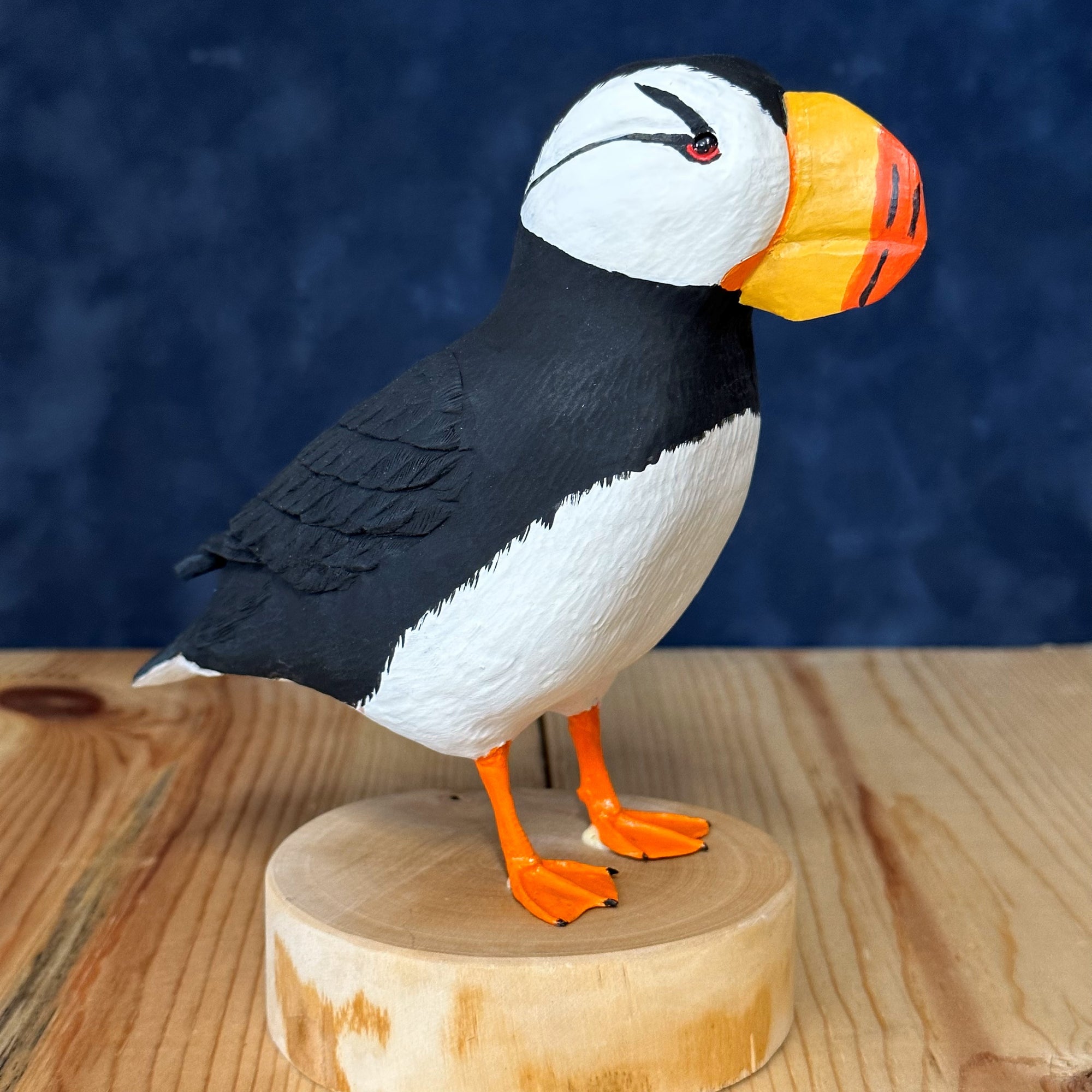 Horned Puffin Wood Carved