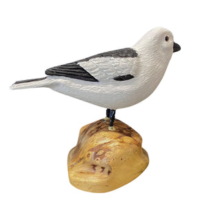 Snow Bunting Wood Carving