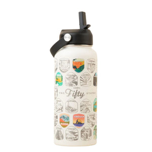 Fifty States Bucket List Water Bottle