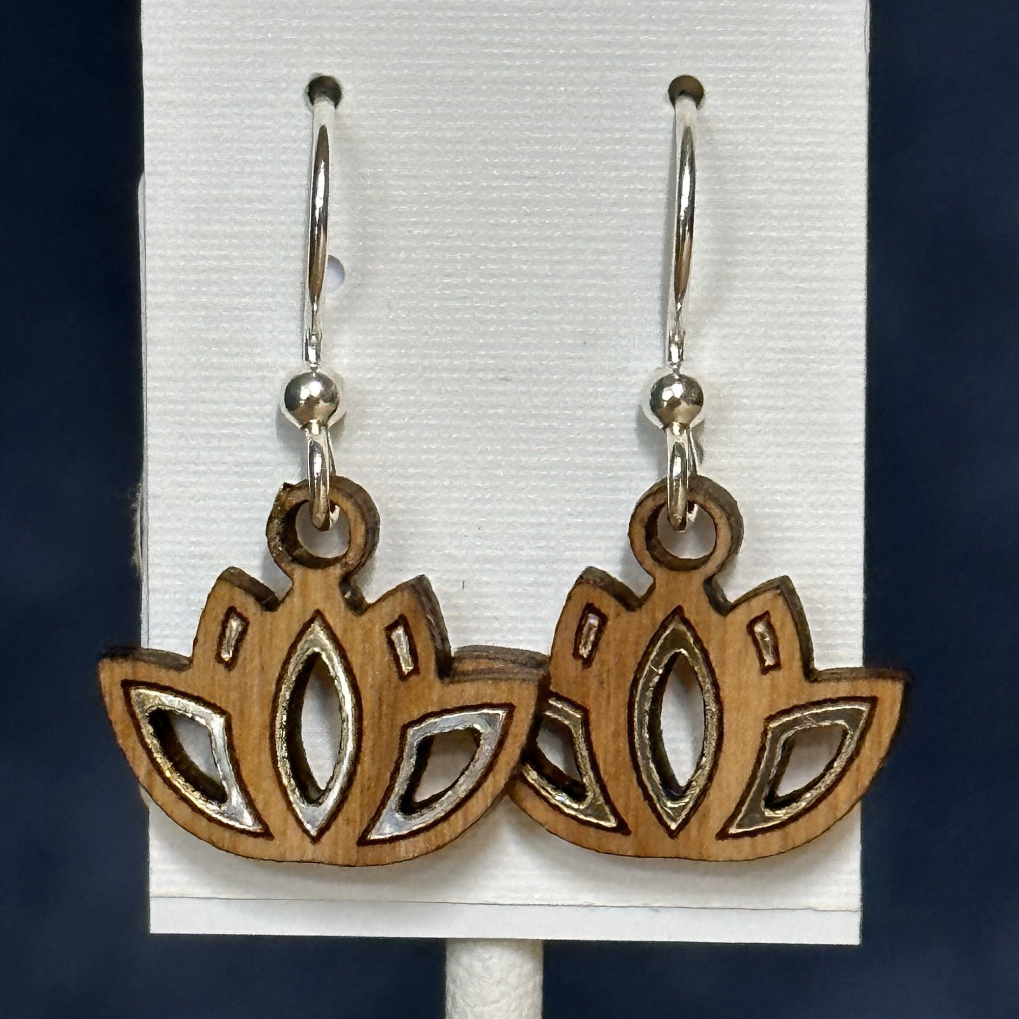 Lotus Twig Earrings with Silver Foil Accent