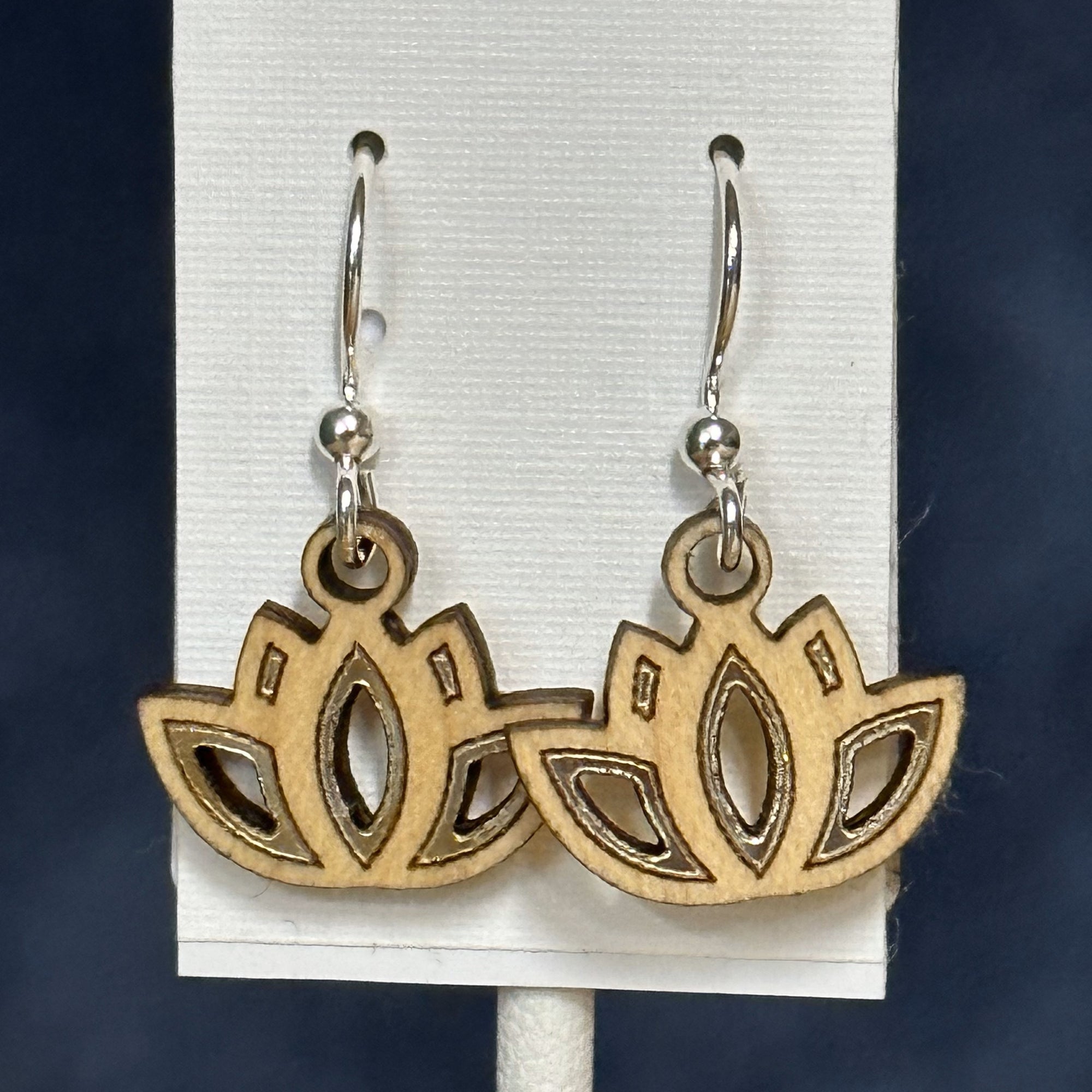 Lotus Twig Earrings with Silver Foil Accent