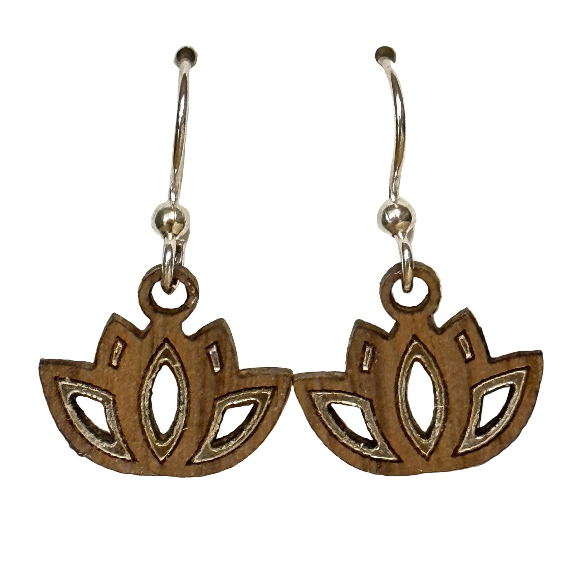 Lotus Twig Earrings with Silver Foil Accent