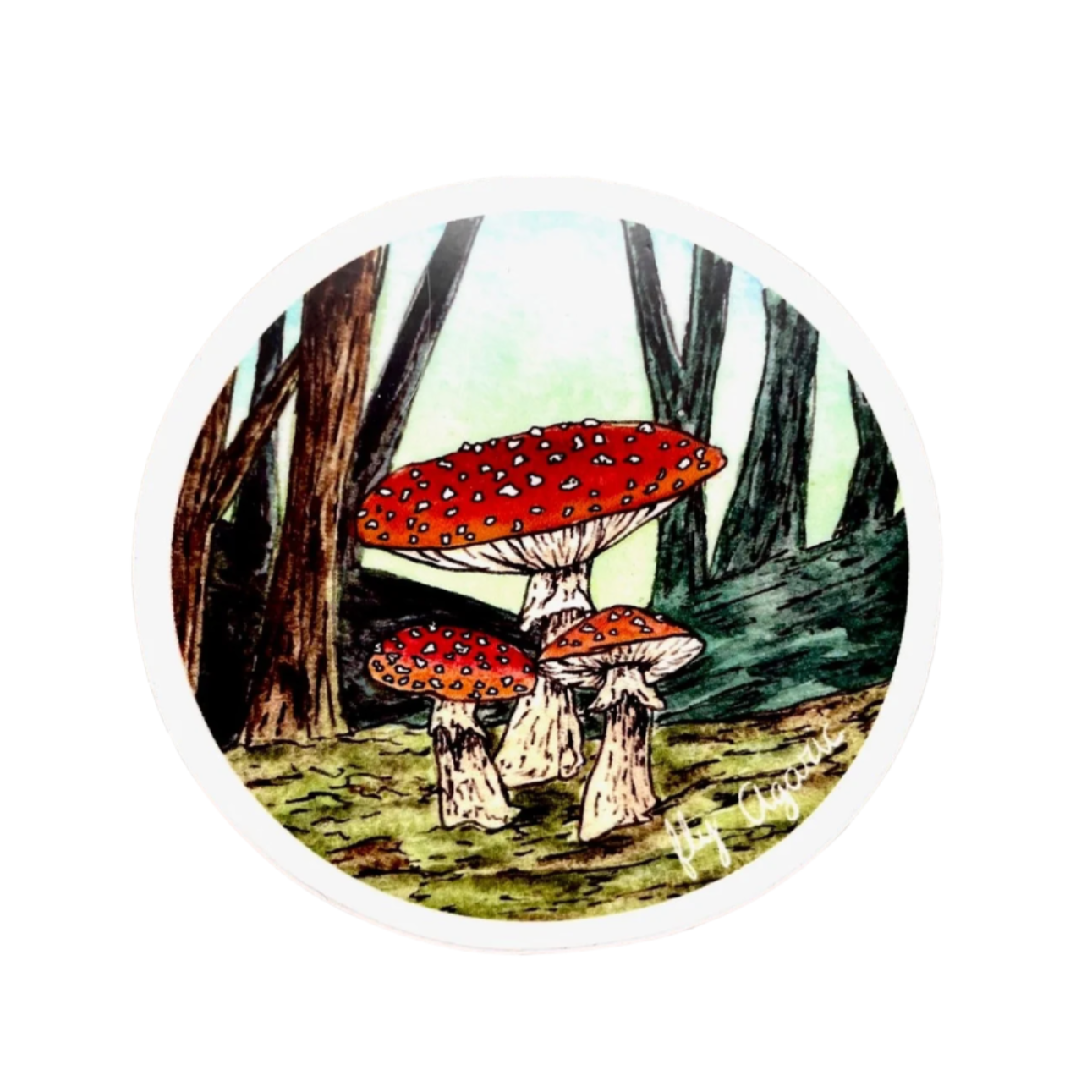 Fly Agaric Circle Sticker