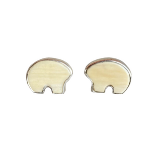 Mammoth Ivory Flat Post Bear Earrings