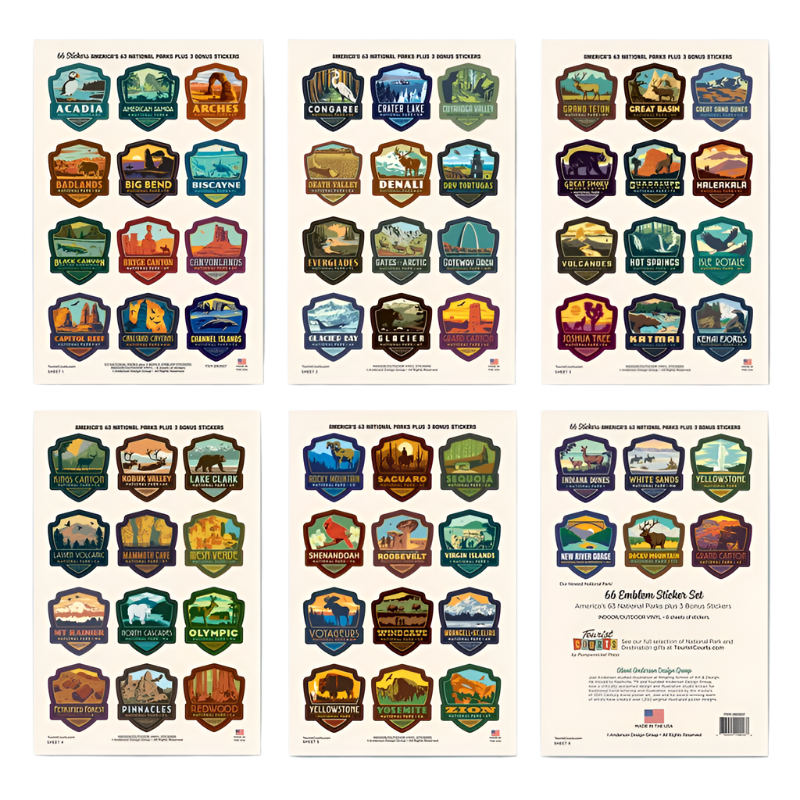 National Park Small Emblem Sticker Set