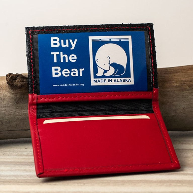 Salmon Leather 3 Pocket Credit Card Holder