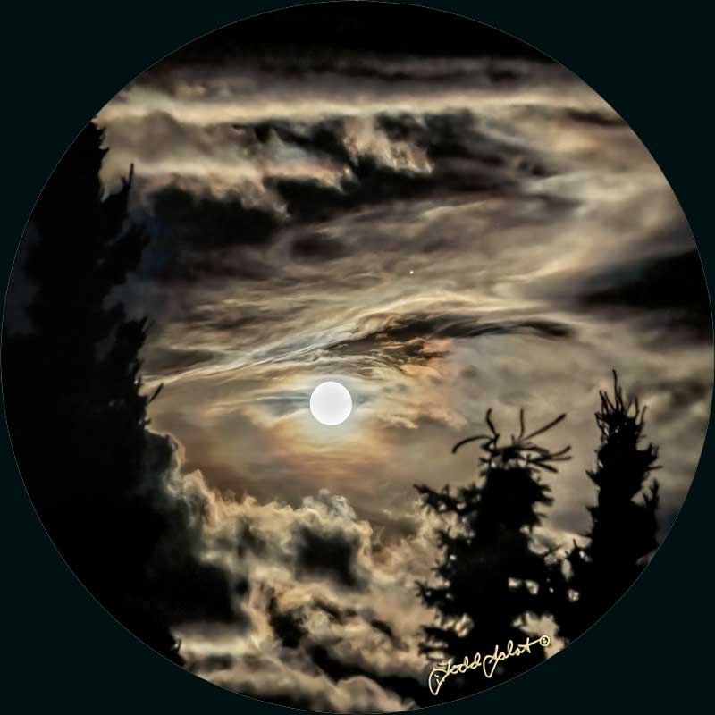 Moon and Mars  -Circle Metal Print