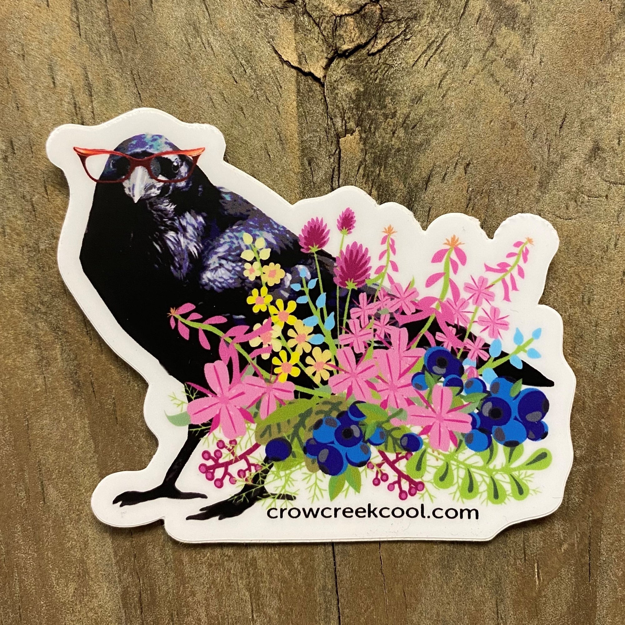 Wildflower Raven Sticker