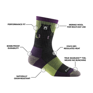 Bear Town Micro Crew Lightweight Hiking Sock for Women