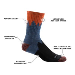 Number 2 Micro Crew Midweight Hiking Sock with Cushion for Men - Gray