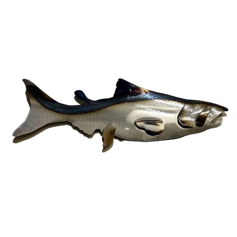 Single Flame Salmon Metal Art