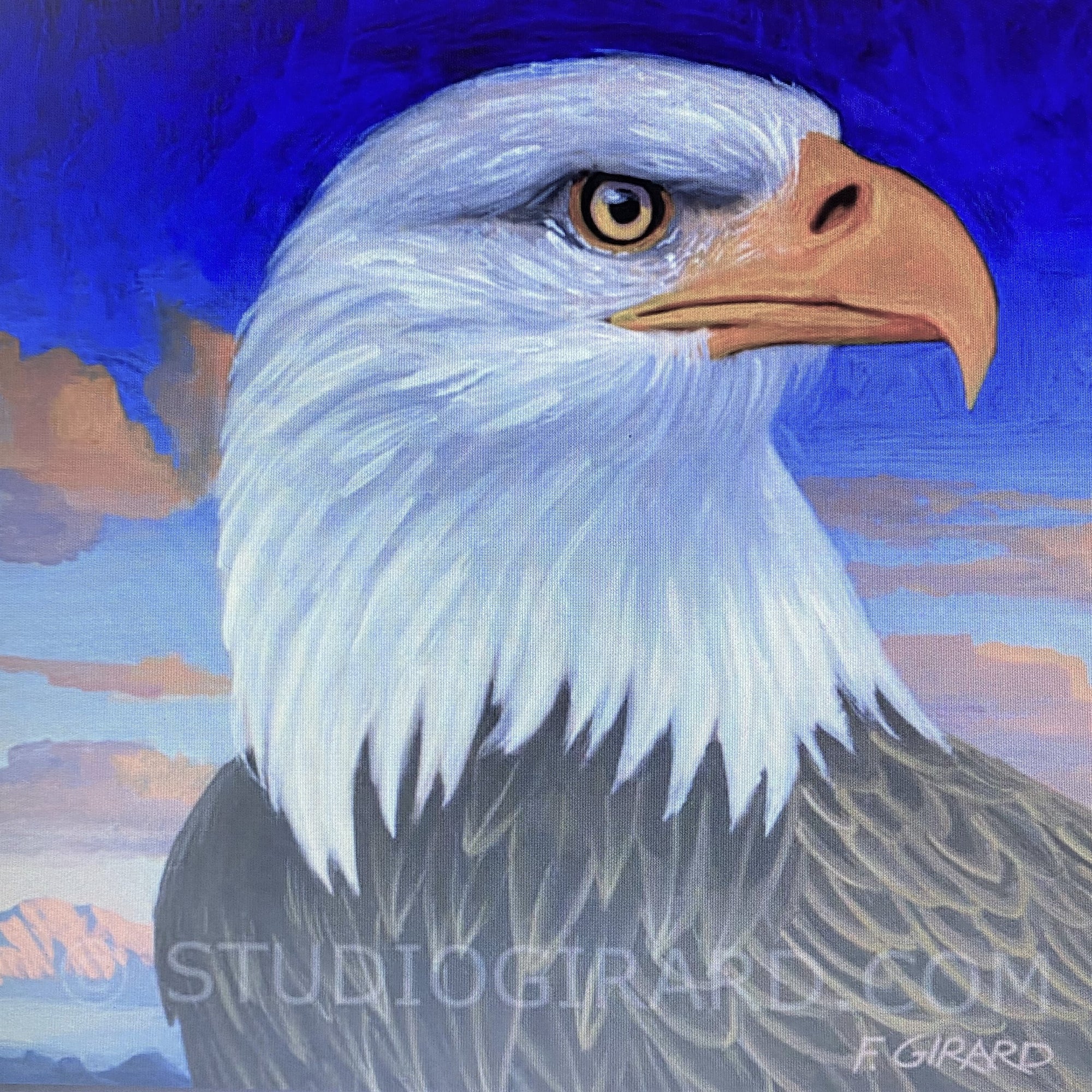 Eagle Portrait - Wood Block by artist Francois Girard