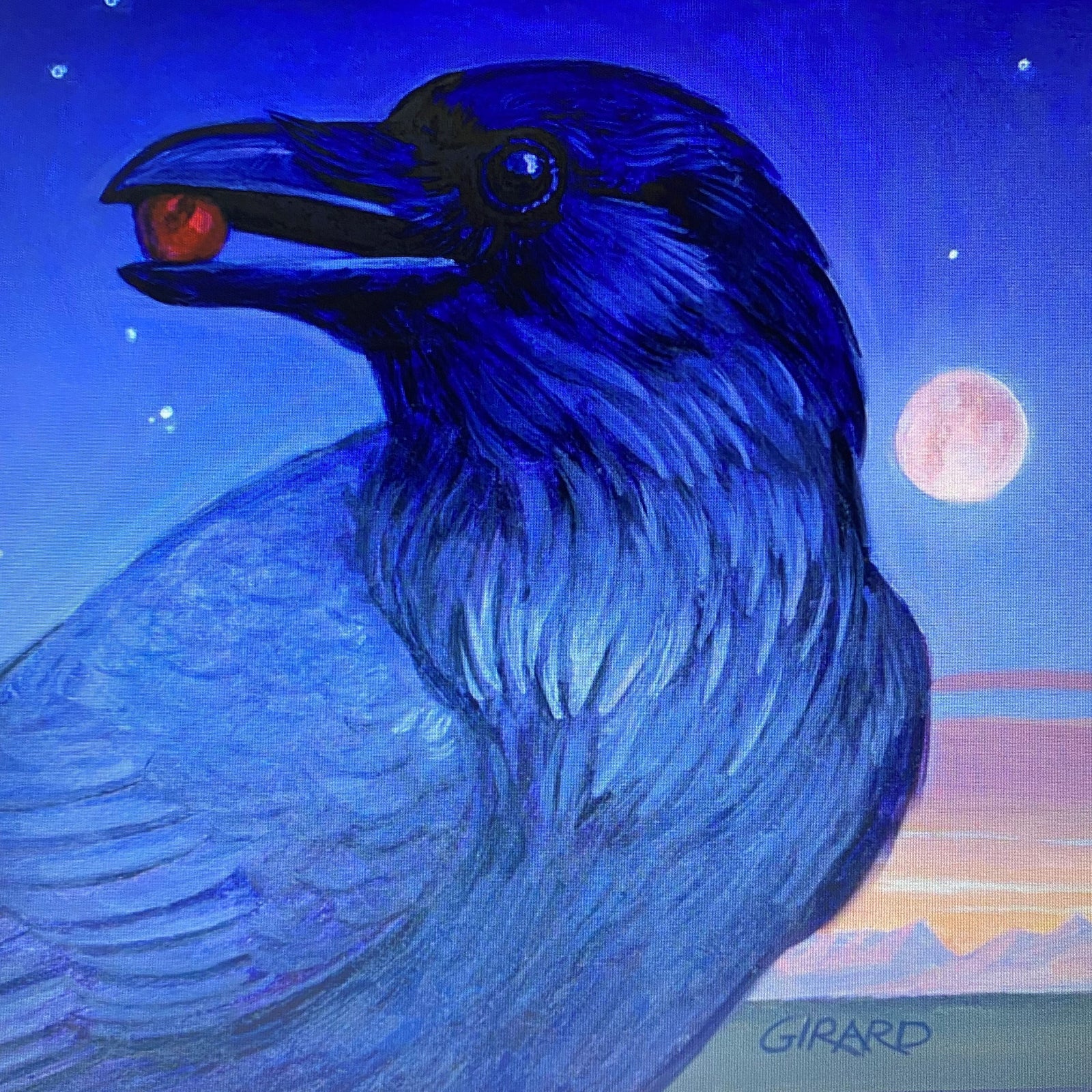 Raven Portrait- Wood Block by artist Francois Girard