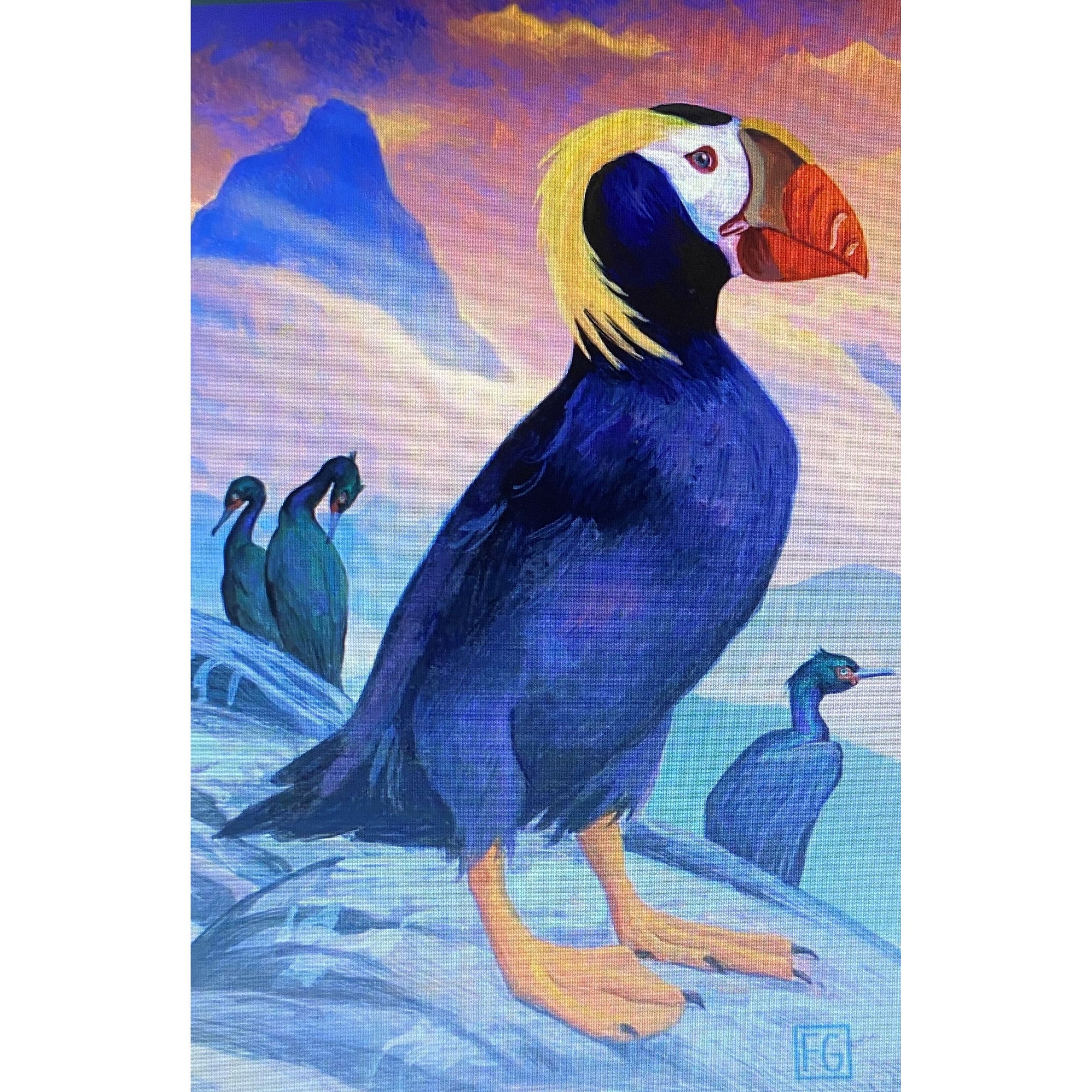 Tufted Puffin - Wood Block 3.5x3.5 by Artist Francois Girard