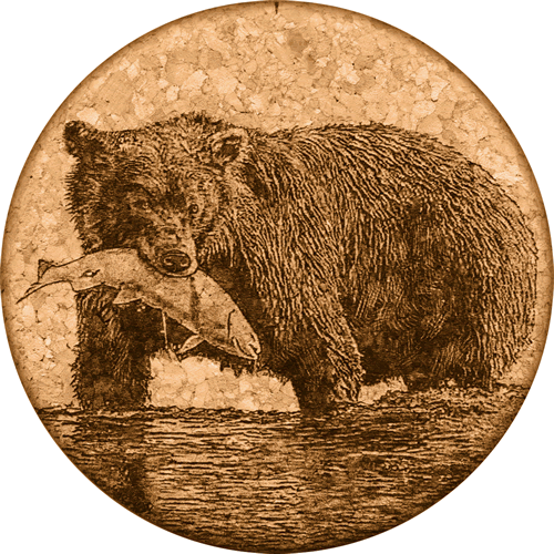 Fishing Bear Cork Coaster