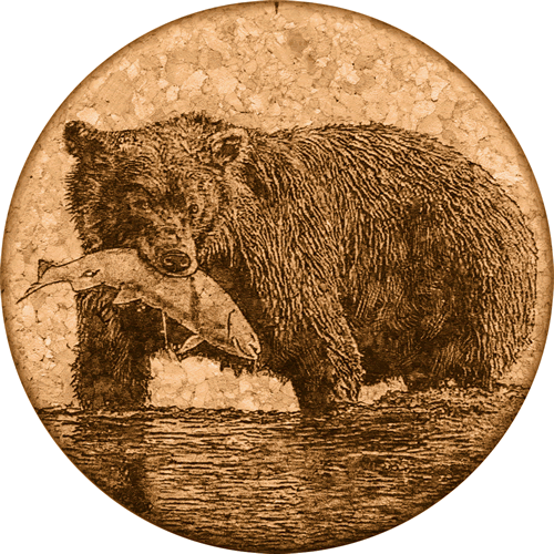 Bear-Fish Cork Coaster